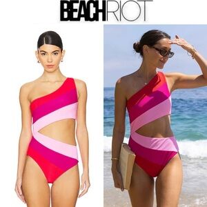 Beach Riot Joyce One-Piece Swimsuit Gumdrop Colorblock sz S NWT $168
